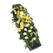 Yellow and White Casket Spray