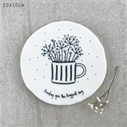 Coaster Round Flowers in mug - Sending you the biggest hug