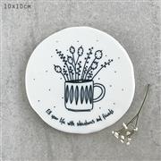 Coaster Round Flowers in mug - Fill your life with adventures