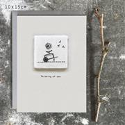 Greetings Card Embroidered - Thinking of you